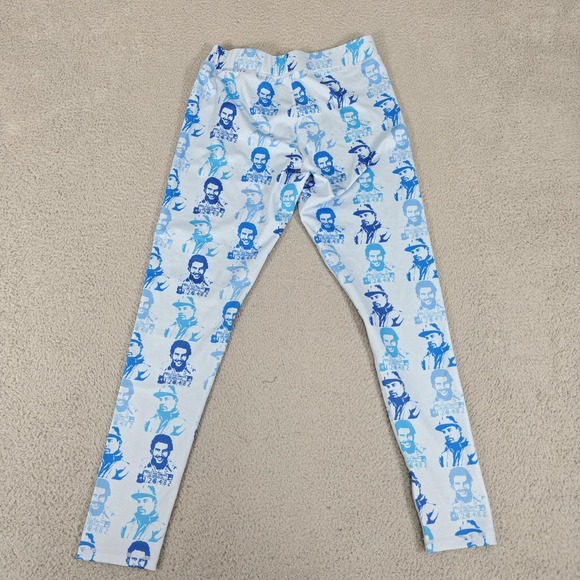 Asaali Jean Co Leggings Womens Small Blue White Mugshot Print Stretch Pants - Picture 6 of 10